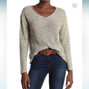 RDI V-Neck Faux Suede Elbow Patch Tunic Sweater